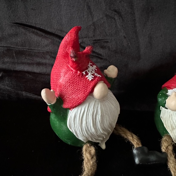 2 whimsical Christmas gnome shelf sitters, holiday decor 5” x 2” - Picture 2 of 6